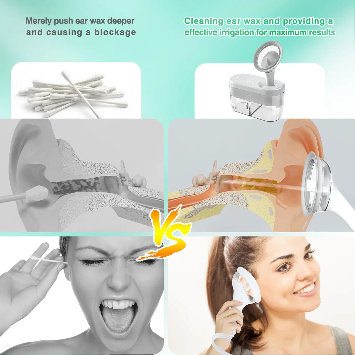 Electric Ear Wax Removal System with 4 Cleaning Modes for Home Use