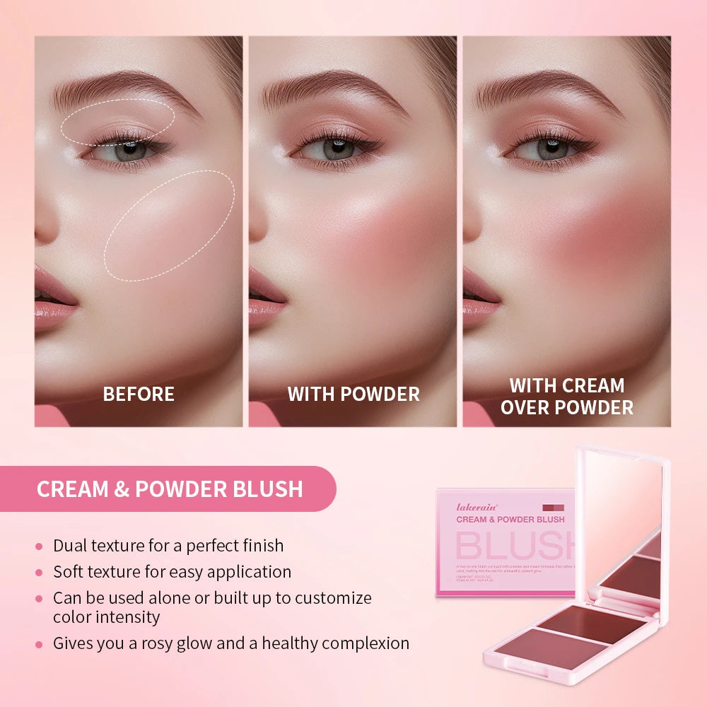 2-in-1 Cream and Powder Blush Palette for Long-Lasting Radiant Makeup - 4