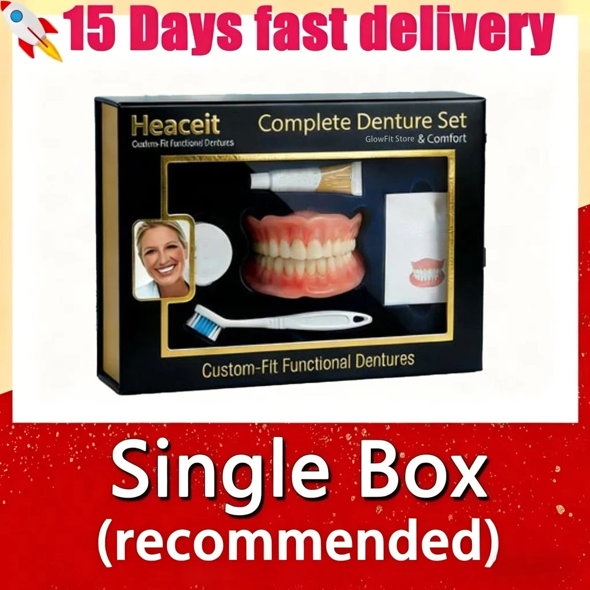Comfortable Silicone Denture Set for Natural Smile and Daily Oral Care