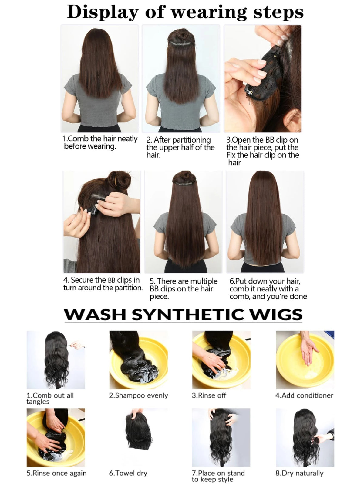 24-Inch V-Shaped Wavy Clip-In Hair Extensions for Instant Volume