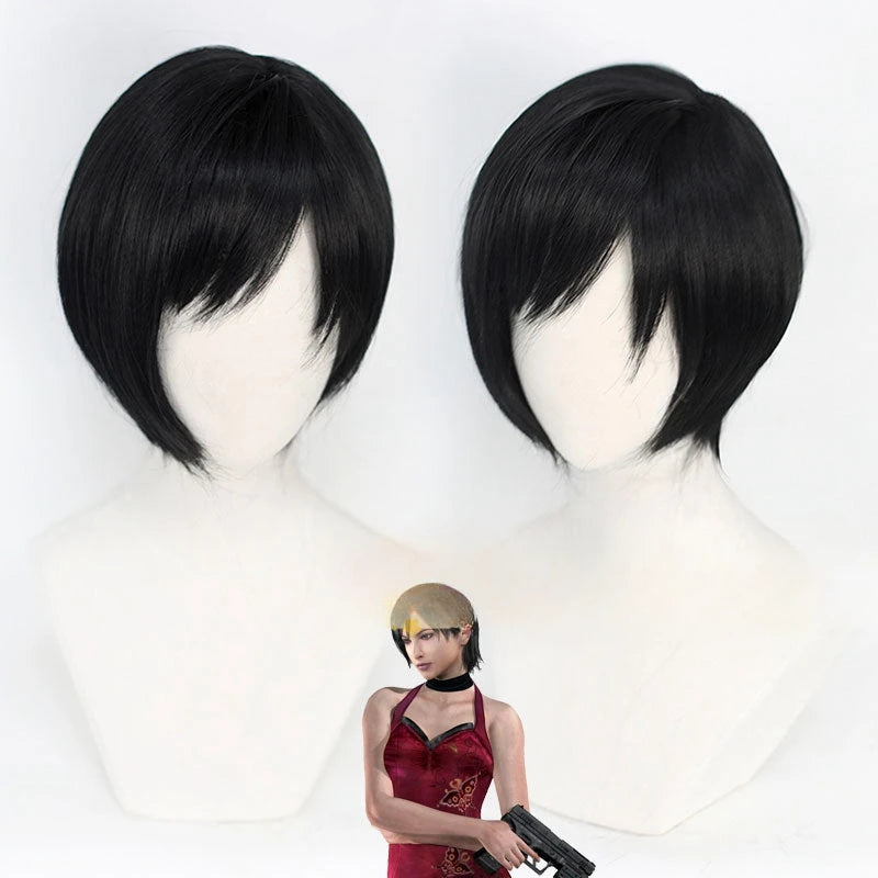 Short Black Cosplay Wig for Halloween Costumes - 6