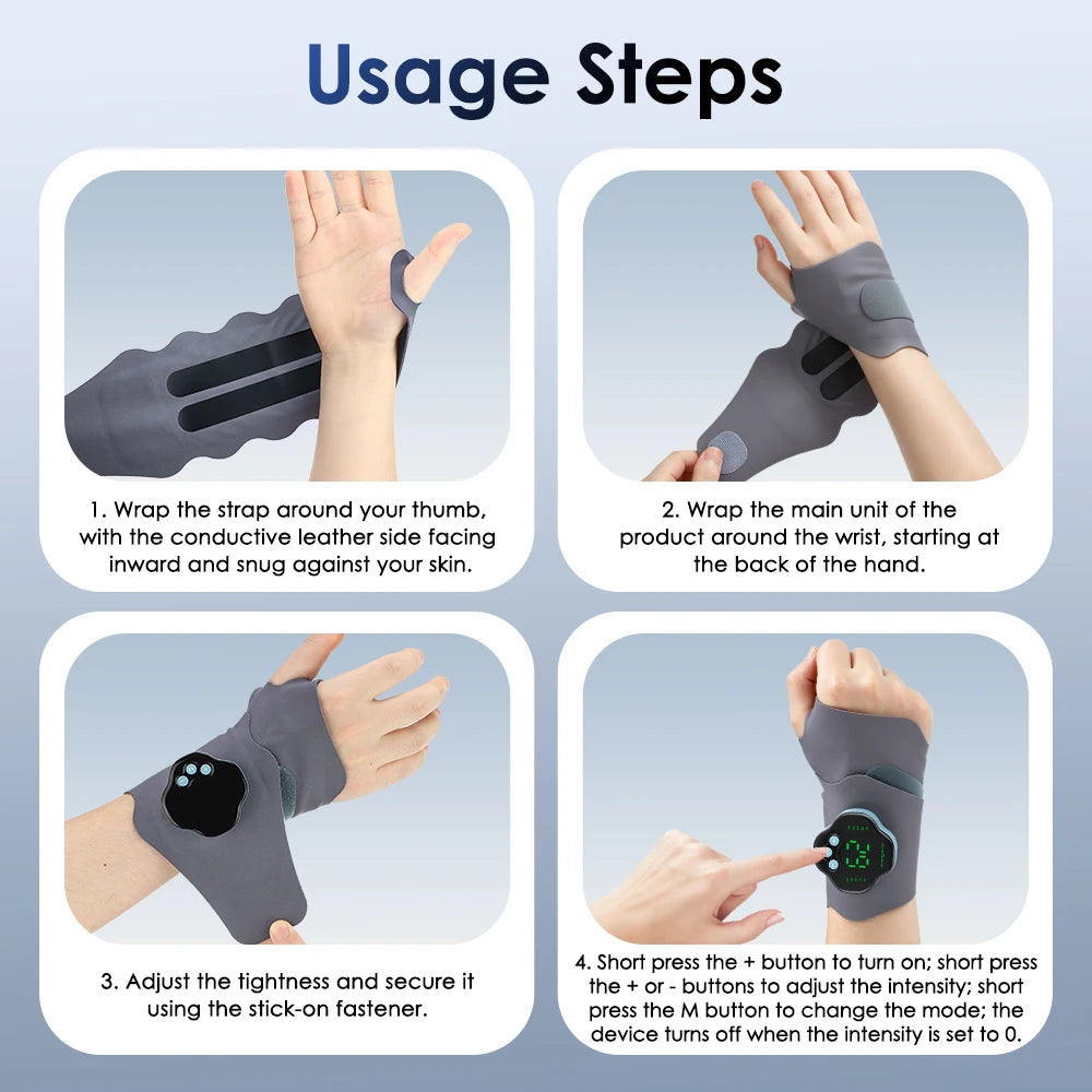 Electric Microcurrent Wrist Massager for Pain Relief and Support