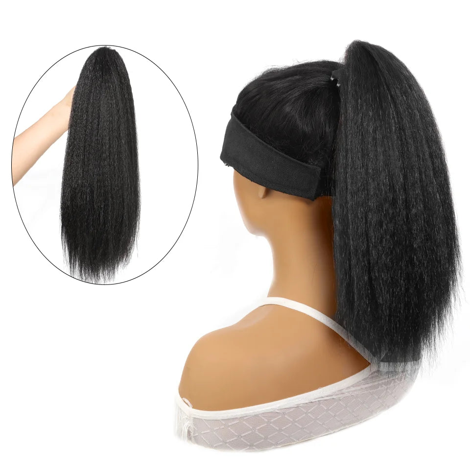 12-Inch Kinky Straight Ponytail Hair Extension for Women