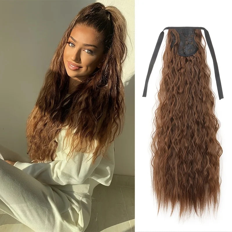 22-Inch Kinky Curly Drawstring Ponytail Hair Extension - 11