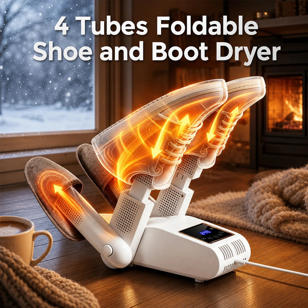 Foldable 4-Tube Electric Shoe and Boot Dryer with UV Sterilization - 7