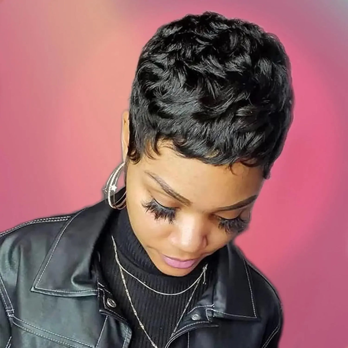 Short Curly Pixie Cut Synthetic Wig for Women