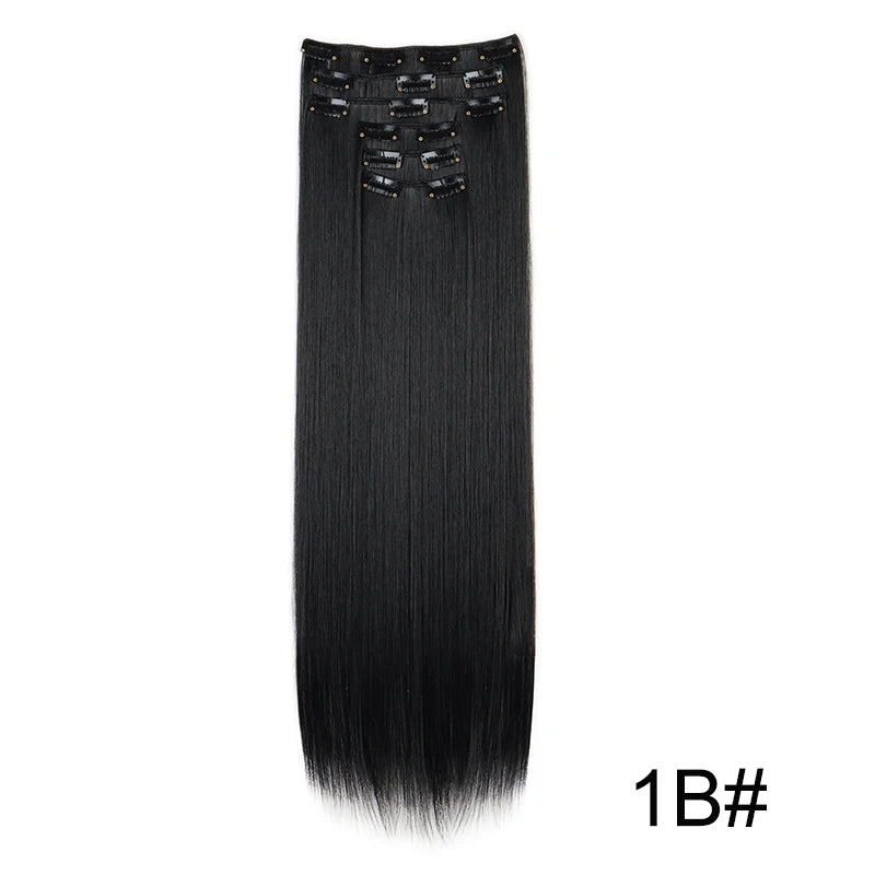 24-Inch Long Straight Clip-In Hair Extensions for Daily Wear