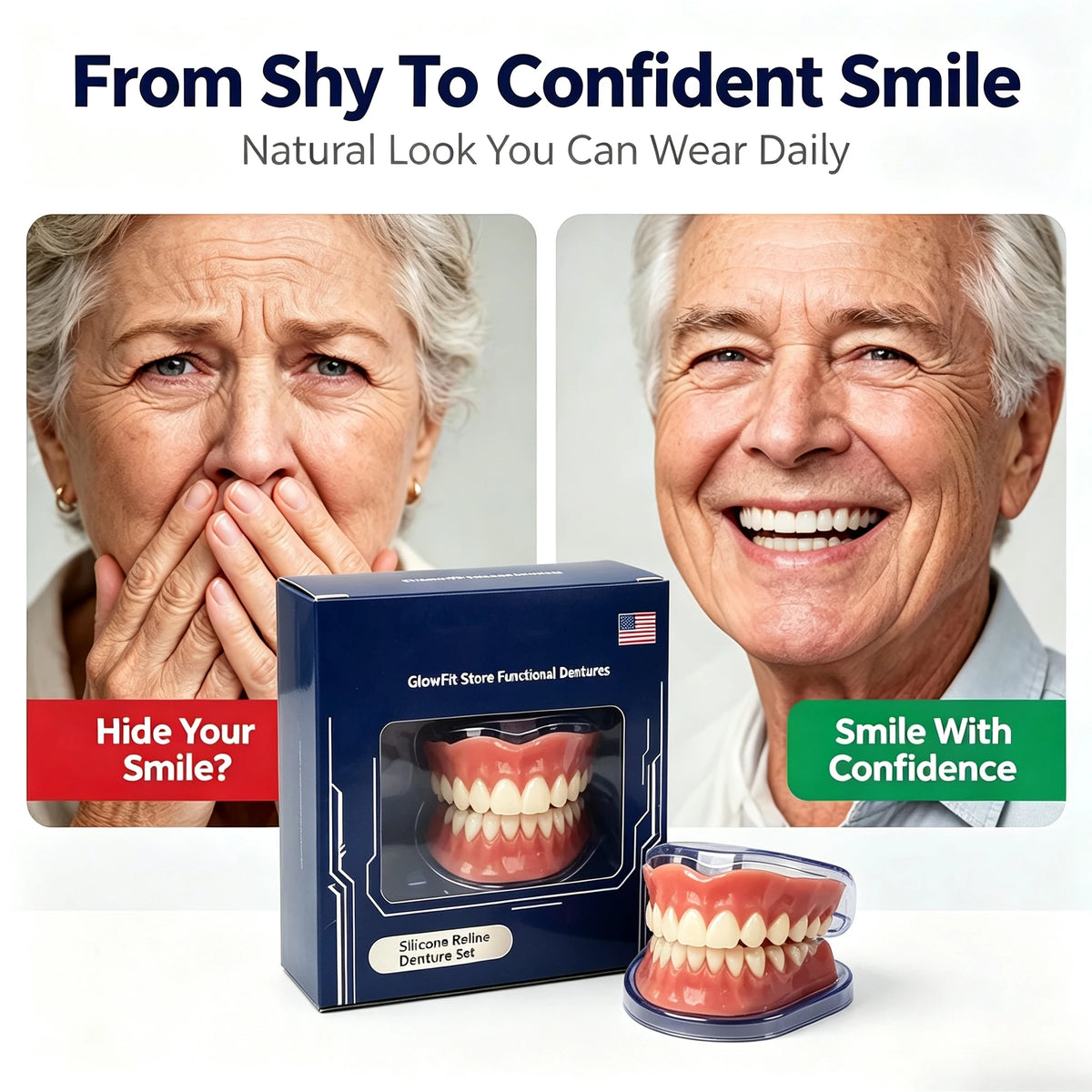 Instant Smile Cosmetic Dentures for Natural Looking Teeth and Confidence