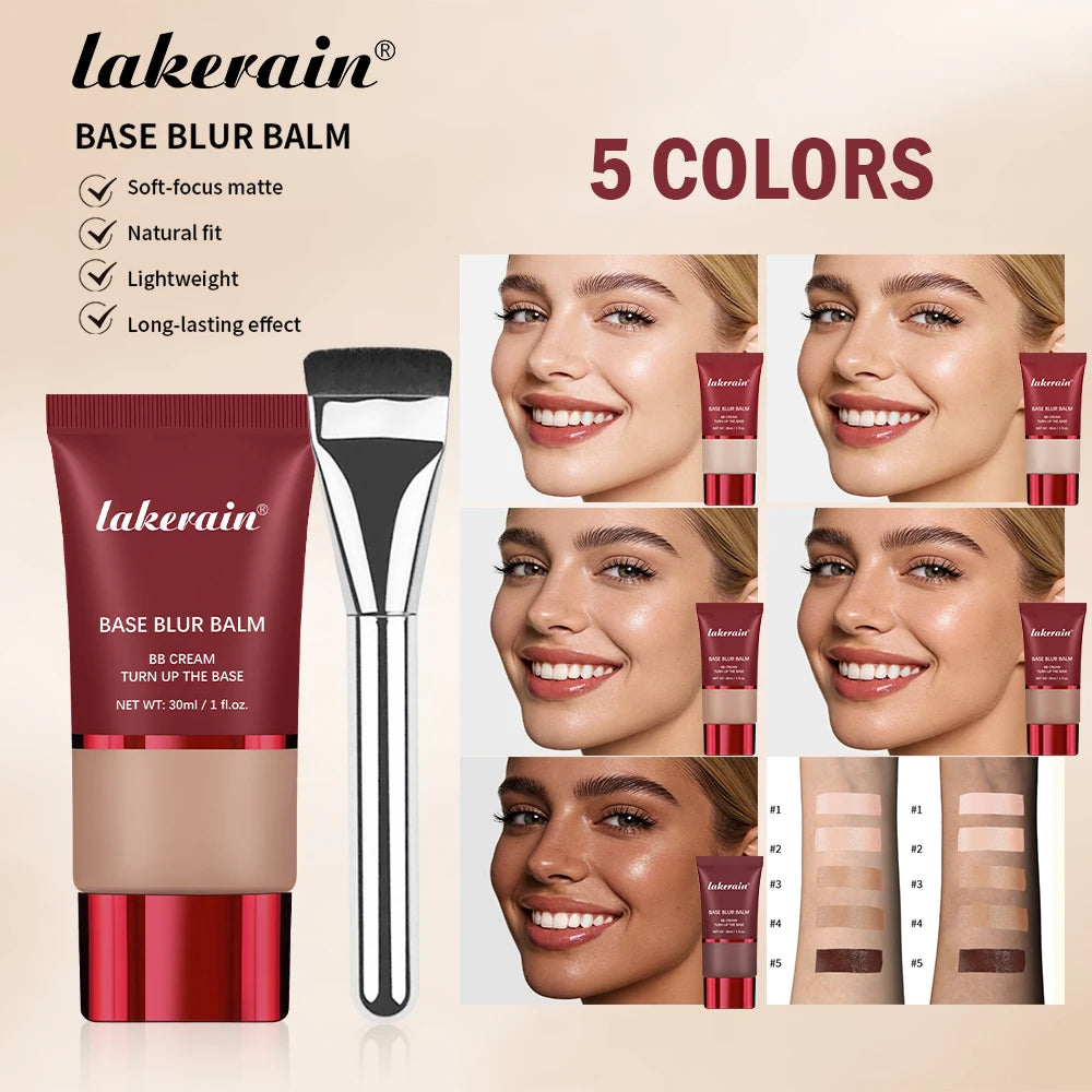 Blurring Foundation Balm with Applicator Brush for a Smooth Matte Finish