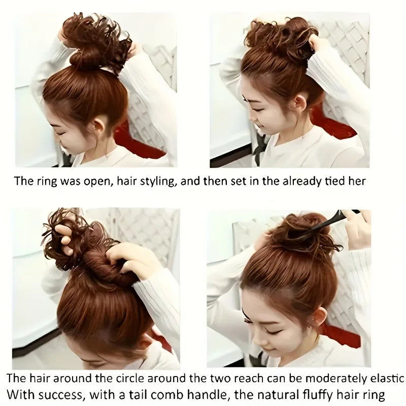 Messy Curly Hair Bun Extension Scrunchie for Quick Elegant Hairstyles - 11