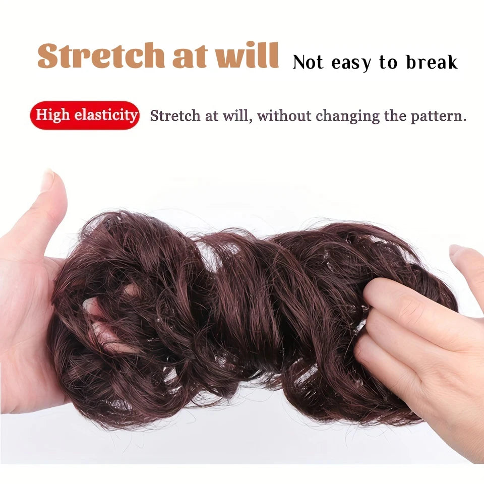 Messy Curly Hair Bun Scrunchie for Instant Volume