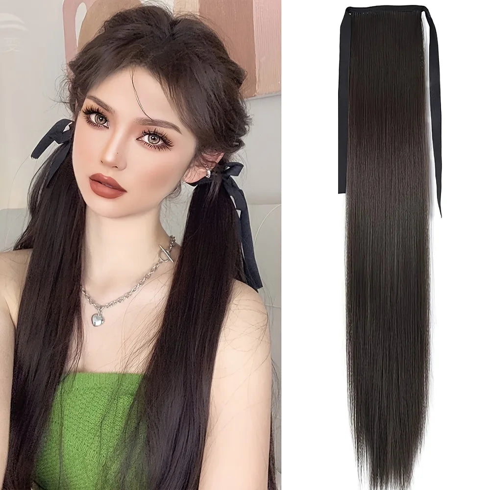 Long Straight Wrap Around Ponytail Hair Extension for Instant Volume