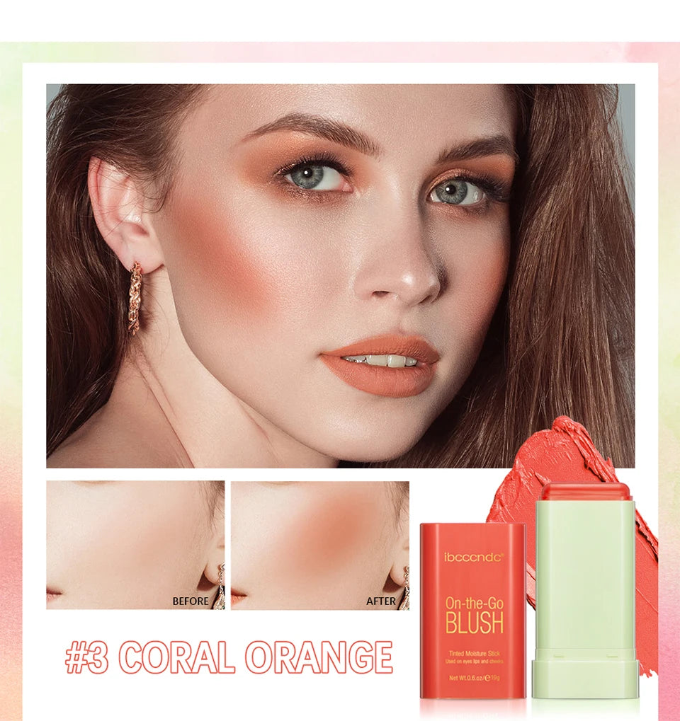 Tinted Moisturizing Blush Stick for Natural Cheeks, Eyes and Lips