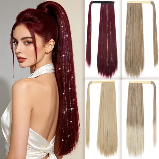 24-Inch Glitter Tinsel Straight Ponytail Hair Extension