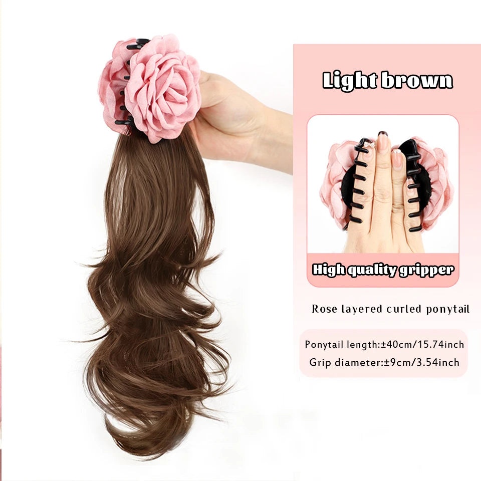 Wavy Ponytail Hair Extension with Rose Clip