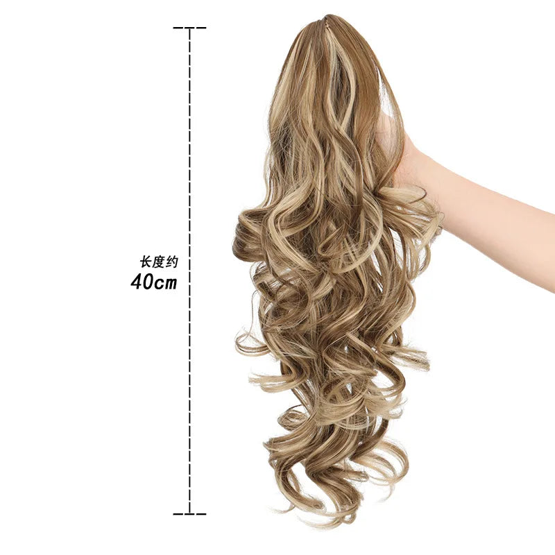 16-Inch Curly Wavy Claw Clip Ponytail Hair Extension