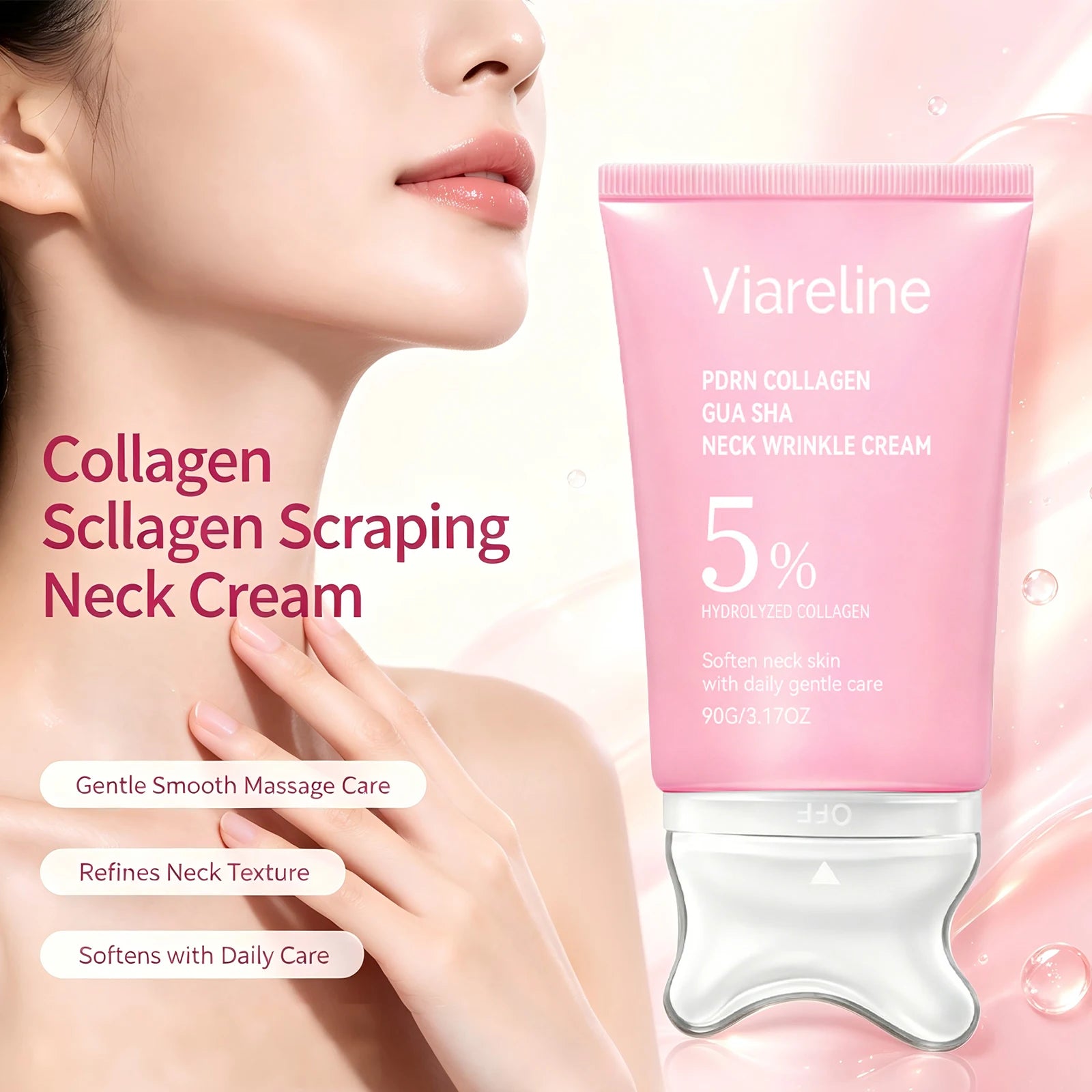 Collagen Firming Neck Cream with Integrated Gua Sha Massage Tool - 6