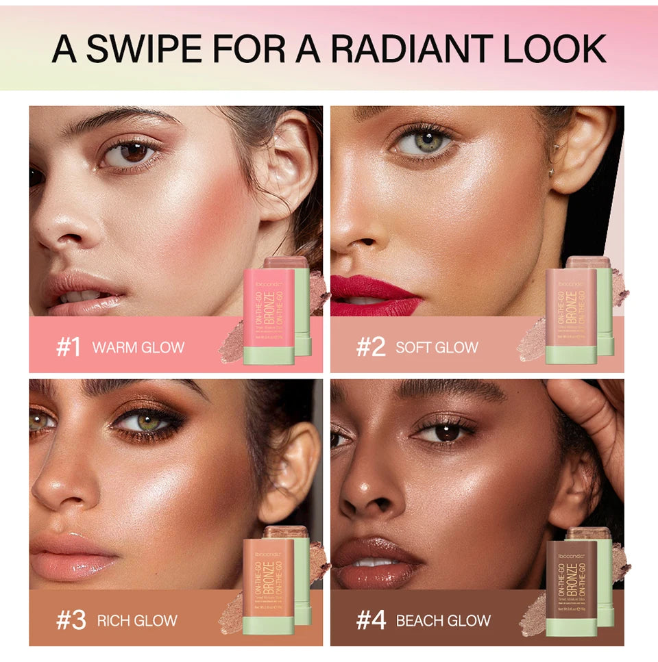 Cream Bronzer and Highlighter Stick for Face Eyes and Body Sculpting - 9