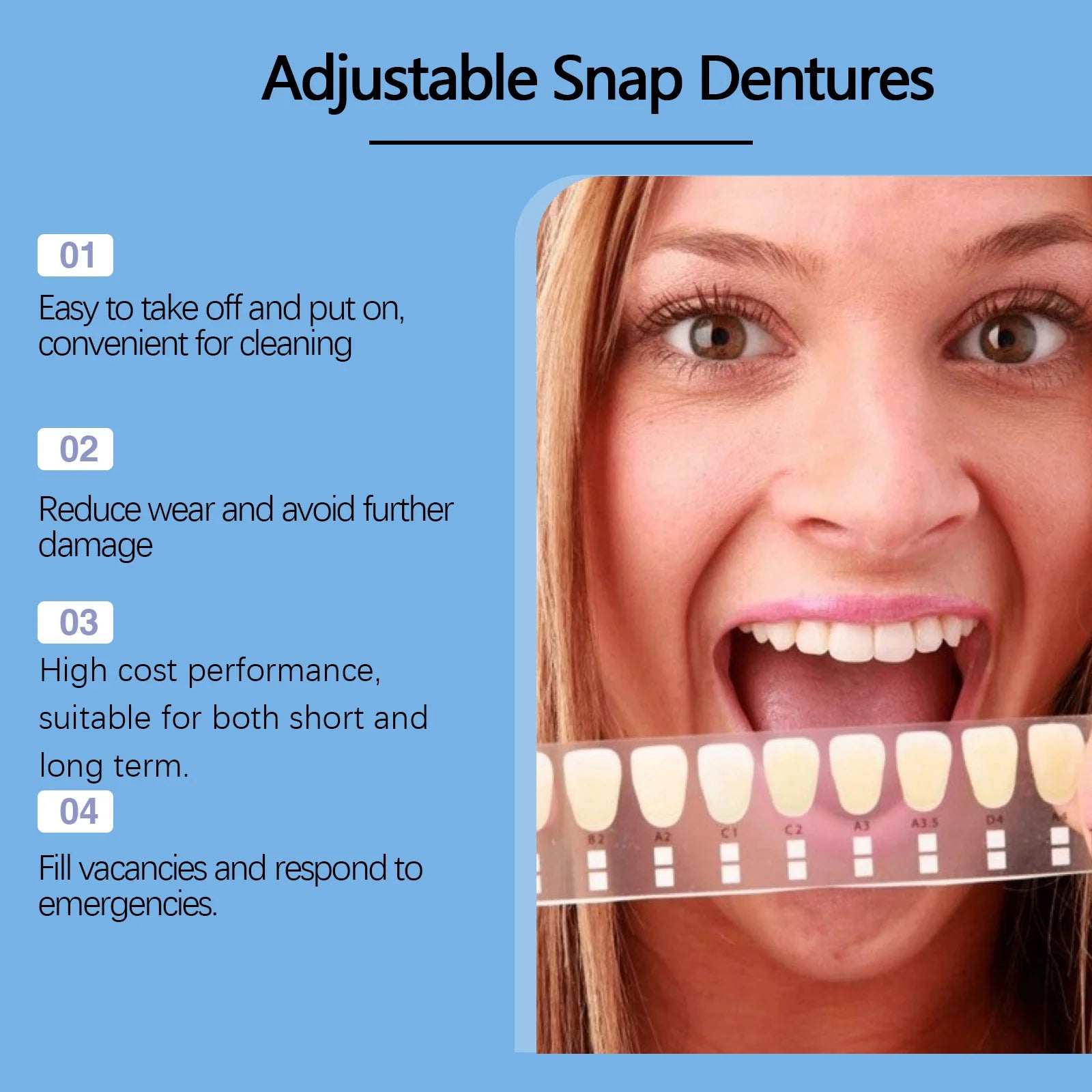 Adjustable Snap-On Silicone Dentures for Instant Smile Repair - 4