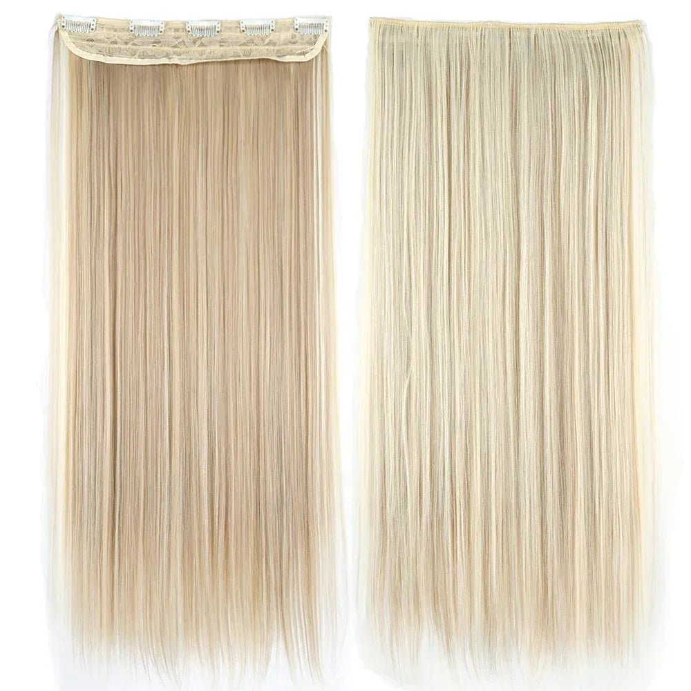 Straight Synthetic Clip-In Hair Extensions for Instant Volume - 11