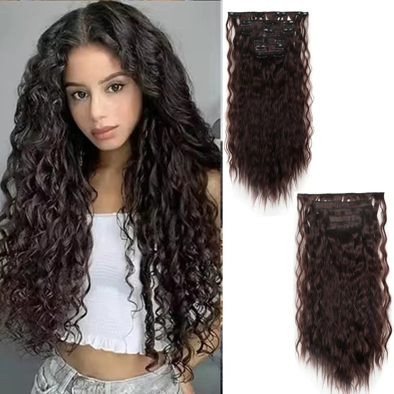 Kinky Curly Clip-In Hair Extensions for Long Voluminous Hair - 1