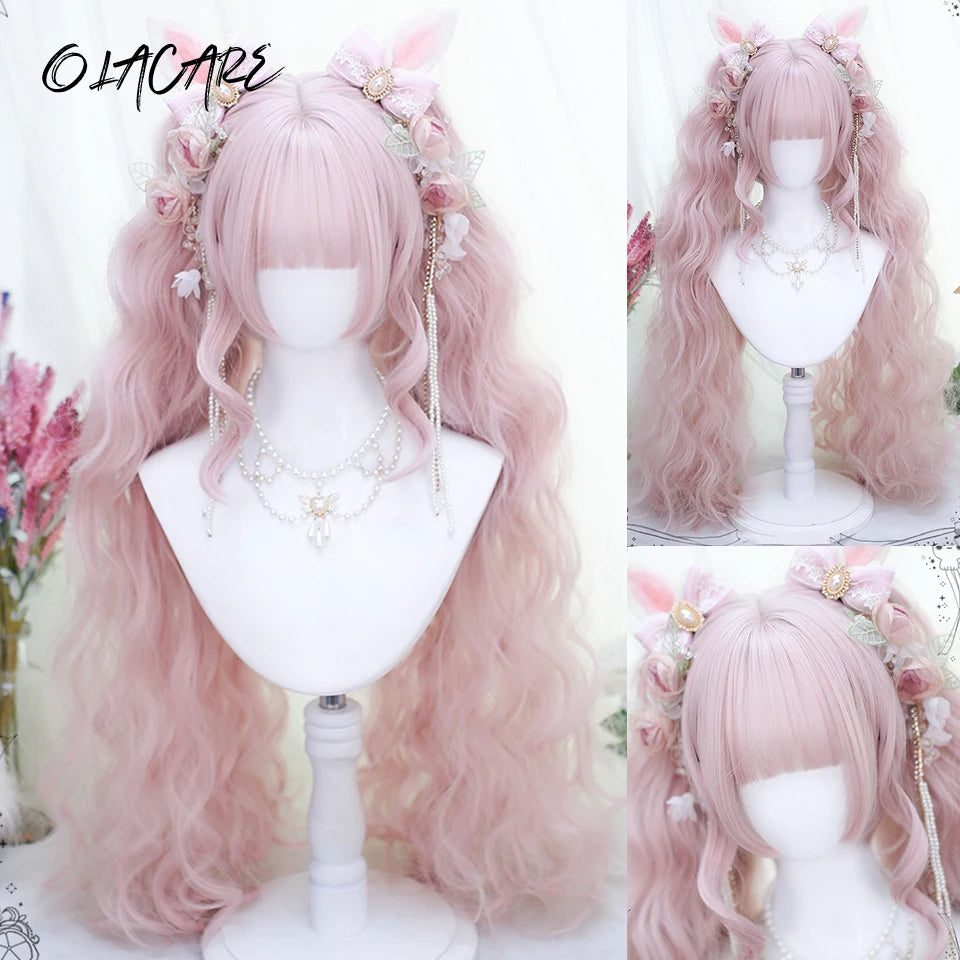 Long Wavy Lolita Ponytail Cosplay Wig with Bangs - 21
