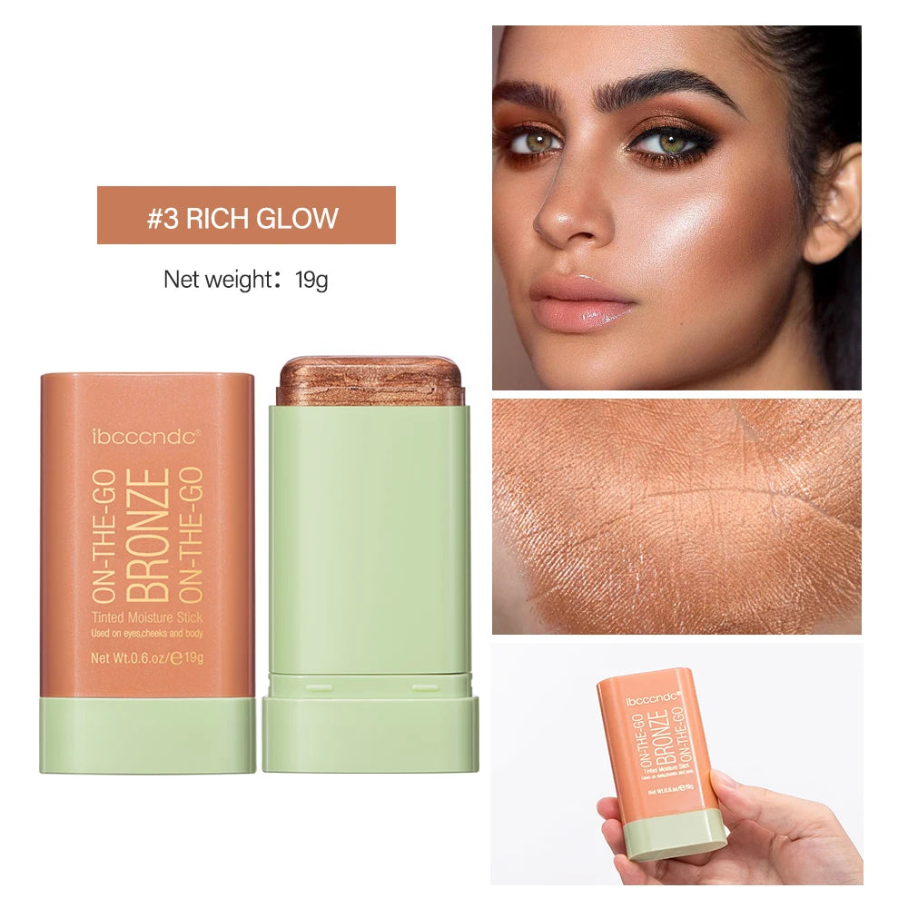 Cream Bronzer and Highlighter Stick for Face Eyes and Body Sculpting - 19