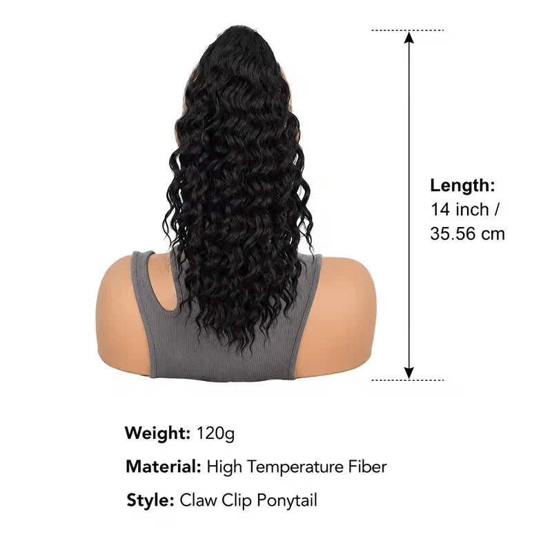 14-Inch Curly Ponytail Hair Extension Claw Clip
