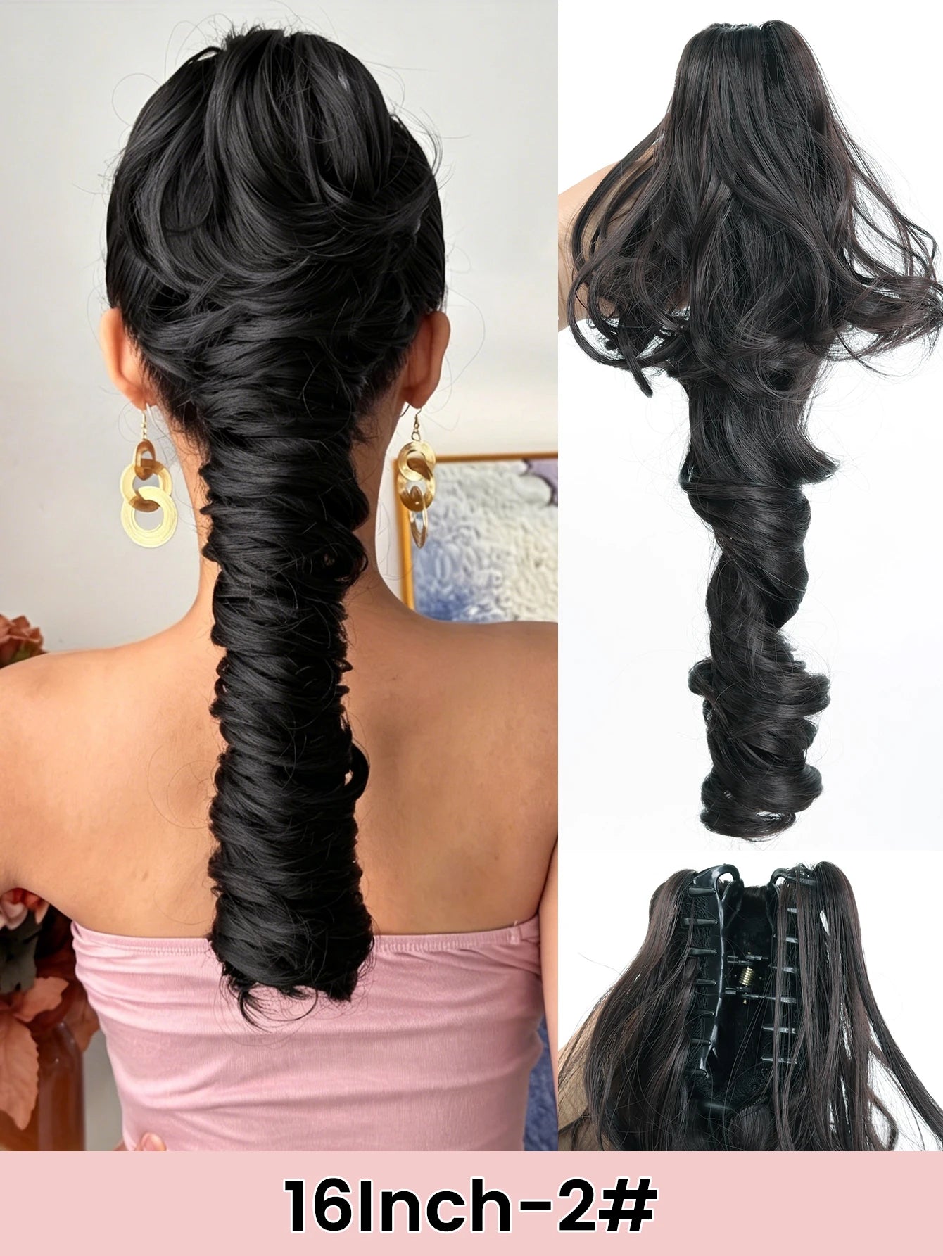 16-Inch Curly Claw Clip Ponytail Hair Extension - 26