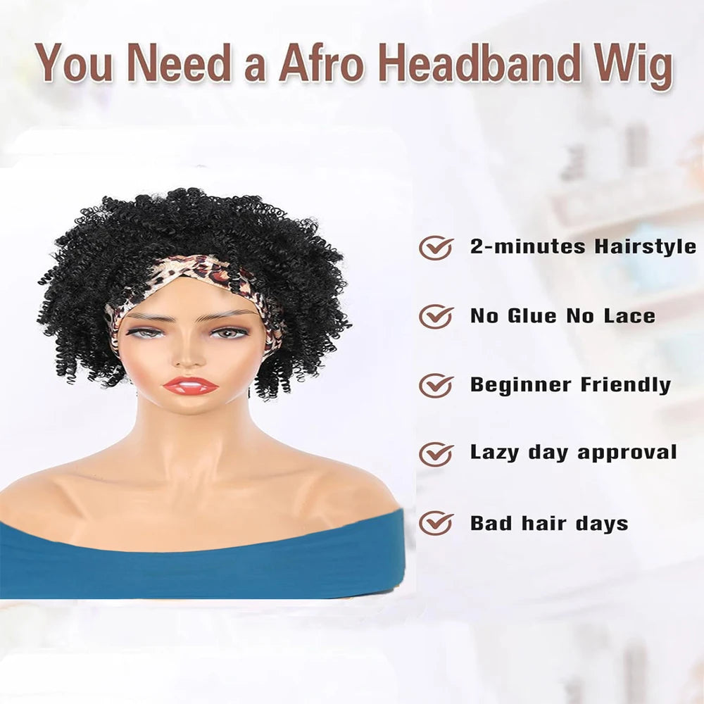 Short Kinky Curly Headband Wig for Easy Daily Styling - 4