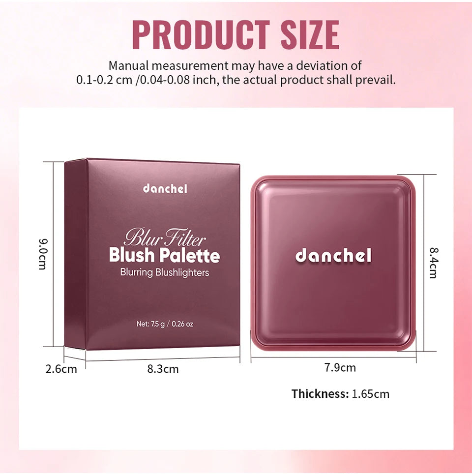 4-Color Matte Blush Palette with Professional Makeup Brush