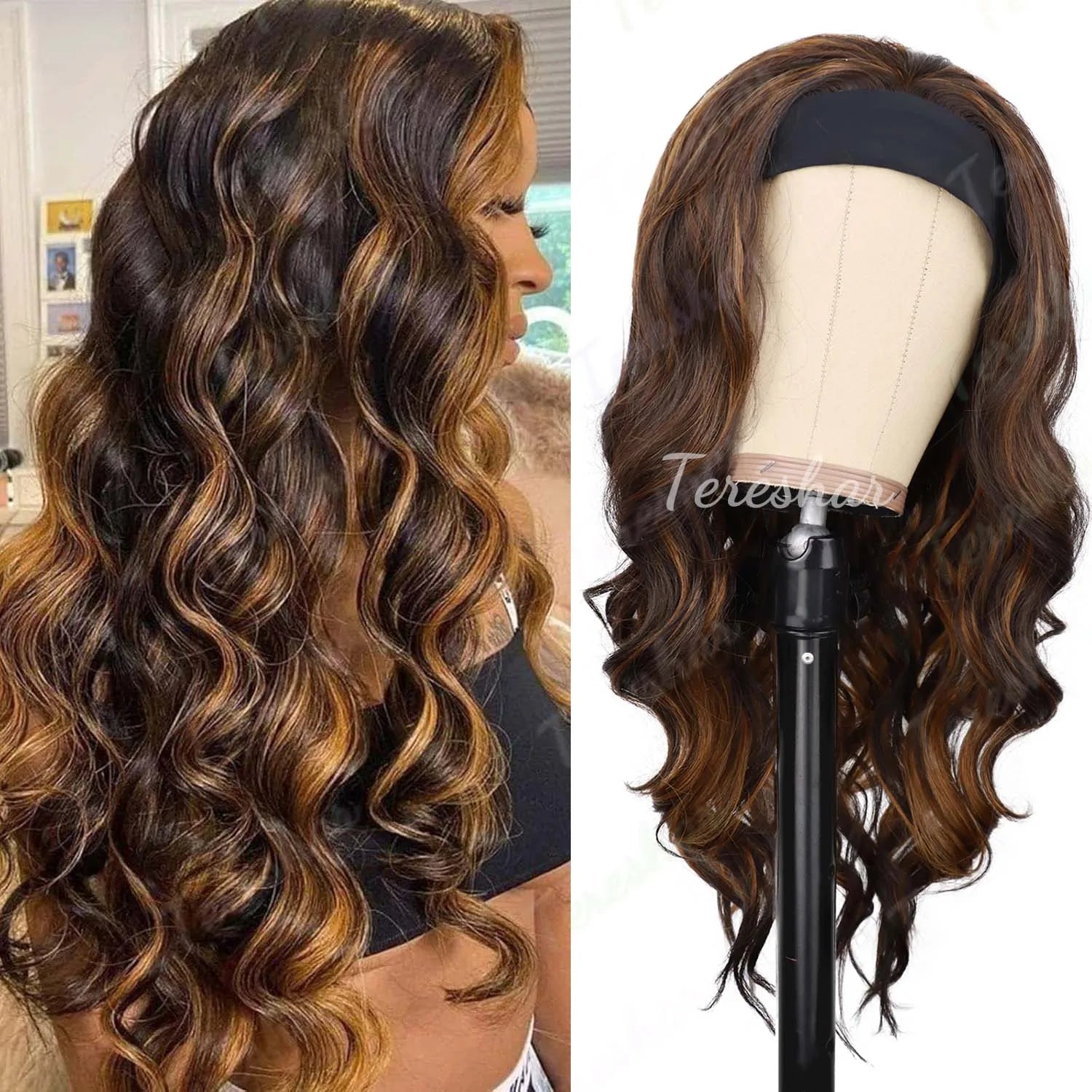 Long Wavy Headband Wig for Effortless Daily Styling - 1