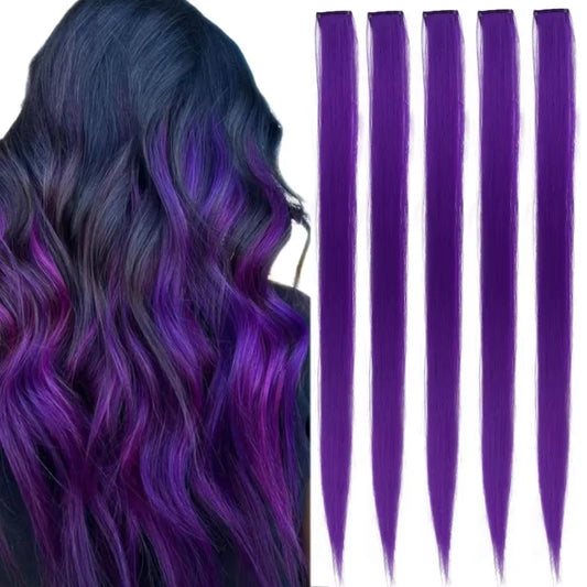 Purple Clip-In Hair Extensions for Instant Color Highlights