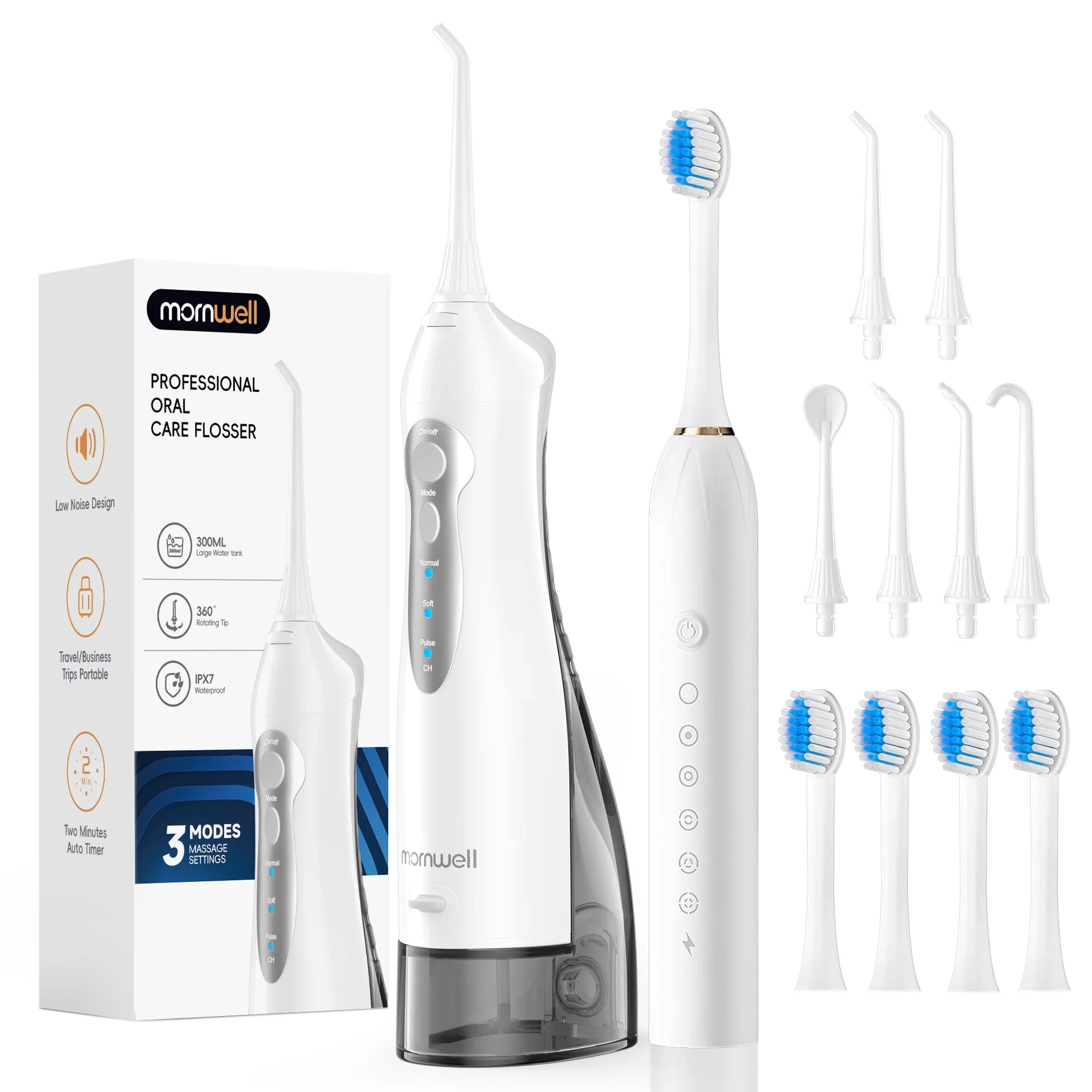 Portable Cordless Water Flosser and Sonic Electric Toothbrush Oral Care Set - 25