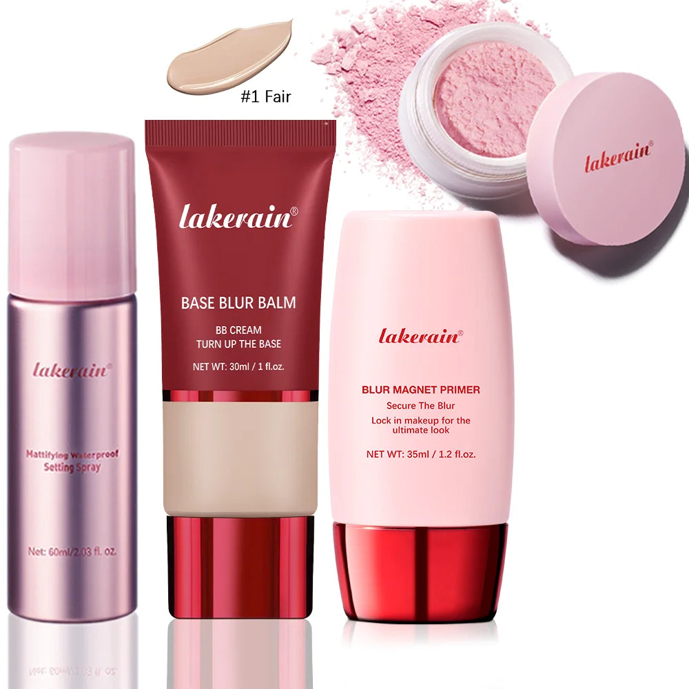 Professional Face Makeup Base and Setting Set for Long Lasting Matte Look - 28