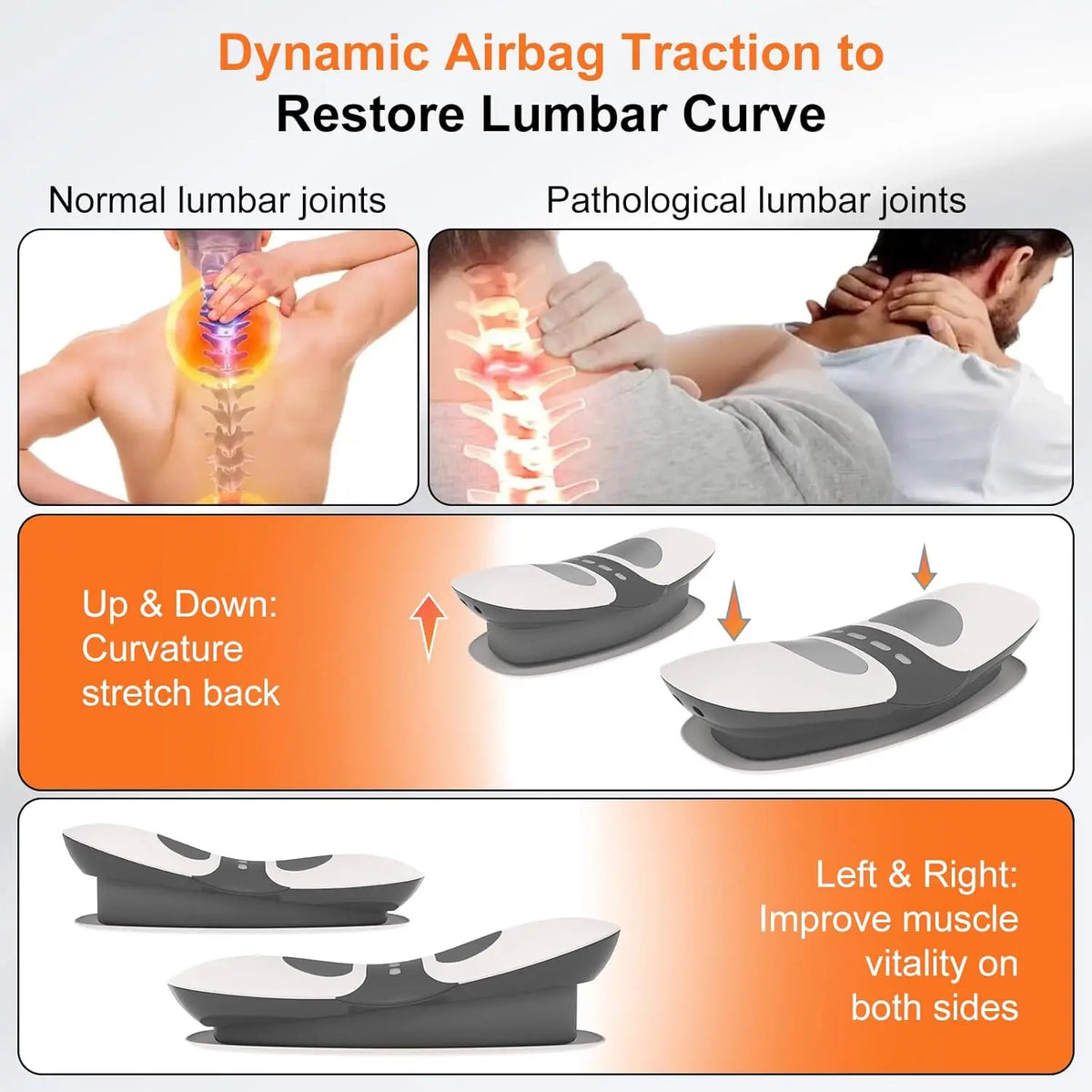 Electric Lumbar Stretcher with Vibration and Microcurrent Massage
