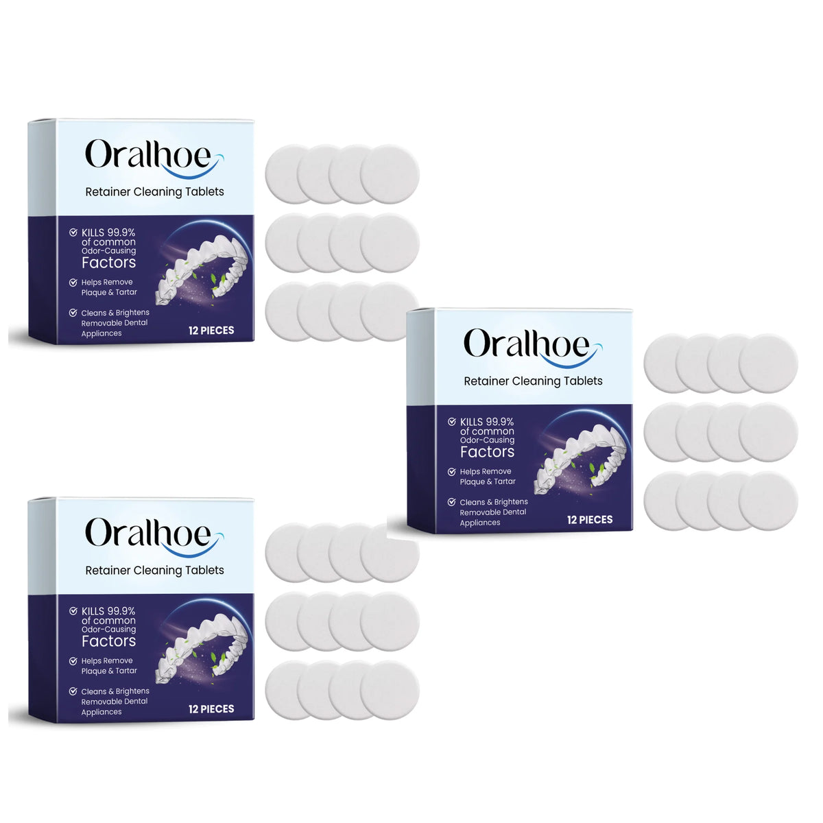Effervescent Denture and Retainer Cleaning Tablets for Daily Oral Hygiene