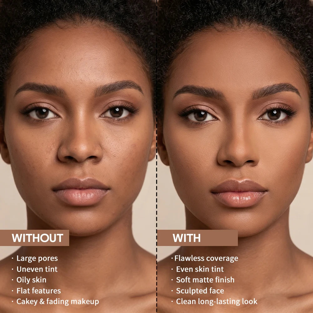 Matte Bronze Pressed Powder for Sculpted Face and Oil Control