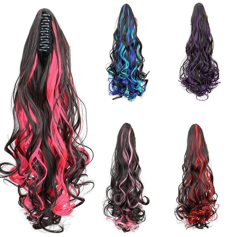 18 Inch Colorful Curly Claw Clip Ponytail Hair Extension - 9