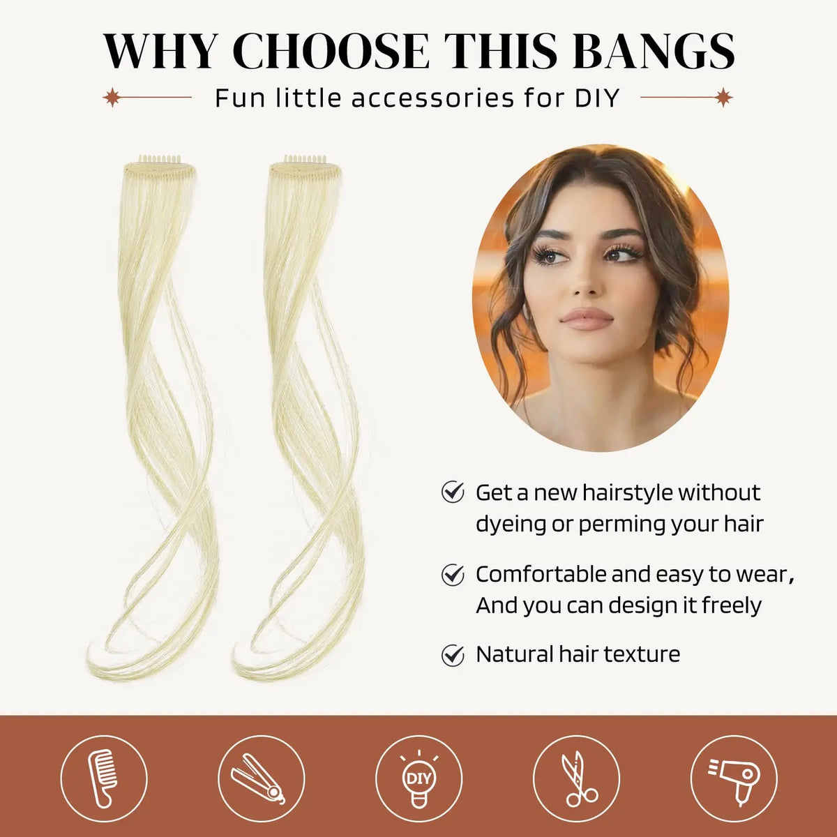 Clip-In Synthetic Side Bangs for Instant Hairstyle Changes