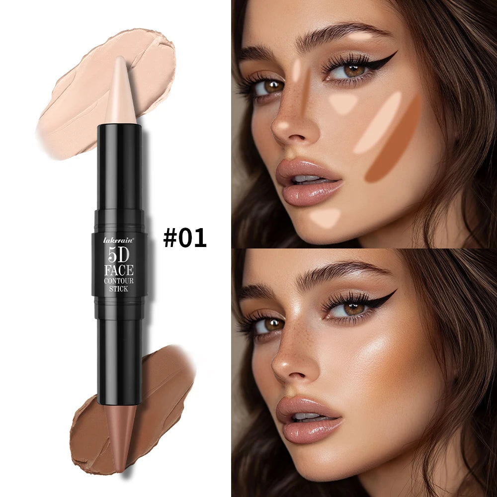 Dual-Ended Cream Contour and Highlighter Stick for Professional Sculpting - 18