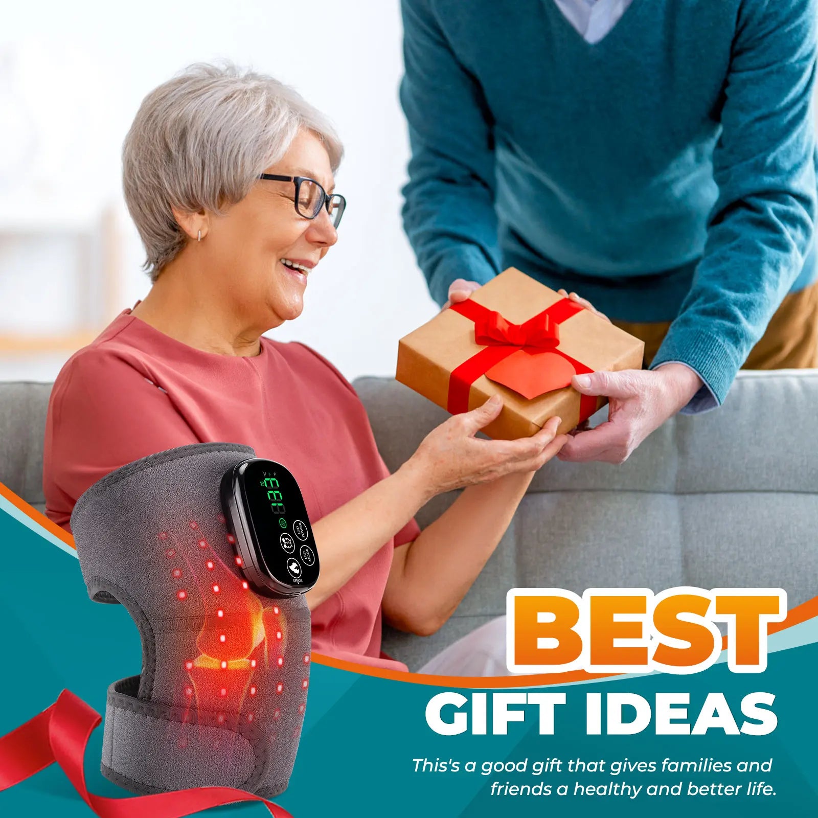 Cordless Heated Knee and Joint Wrap with Adjustable Heat and Red Light - 14