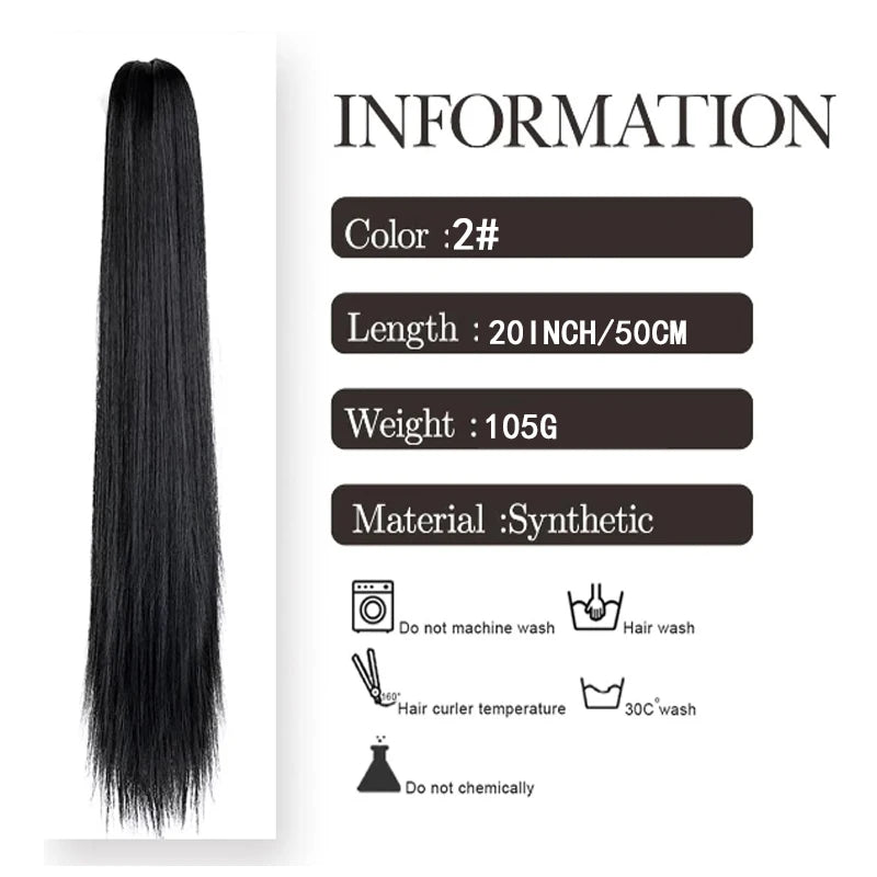 Long Straight Claw Clip Ponytail Hair Extension for Daily and Party Wear - 6