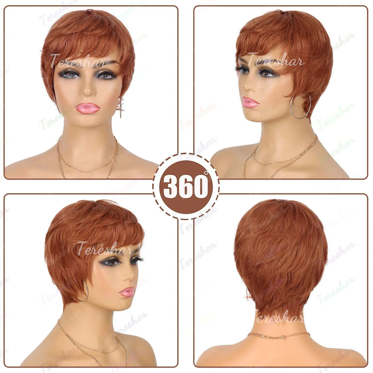 Short Pixie Cut Synthetic Wig with Bangs for Women
