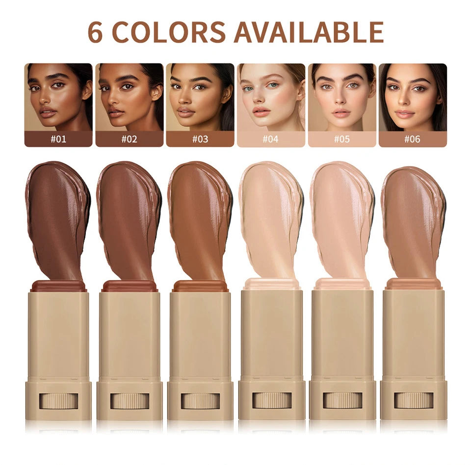 Matte Foundation Stick and Setting Powder Makeup Set for Flawless Skin
