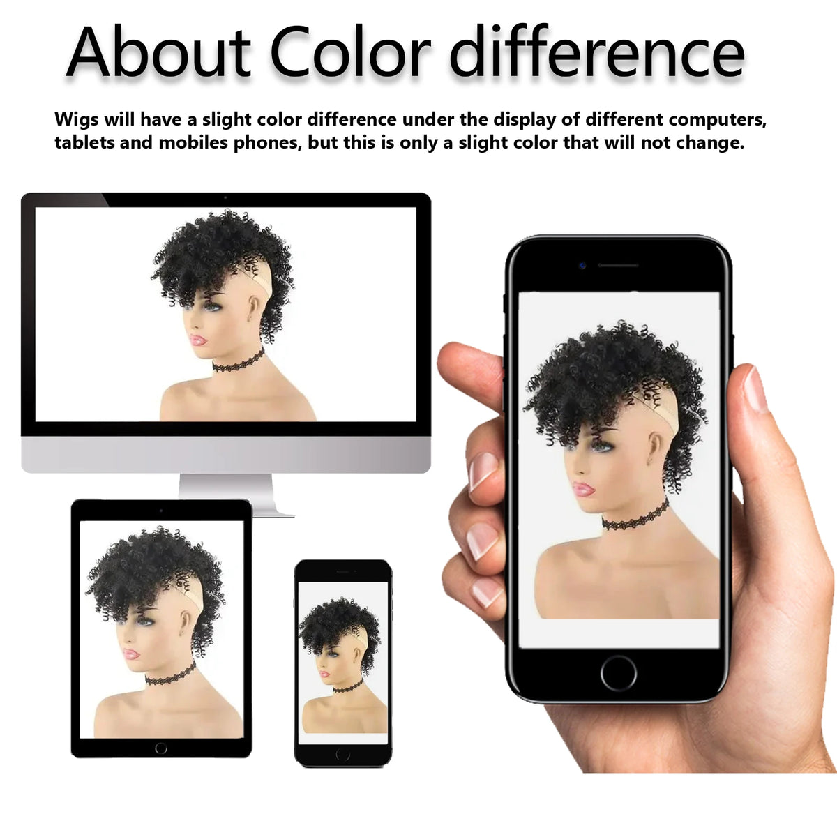 Short Afro Kinky Curly Synthetic Ponytail with Bangs for Daily Hair Styling