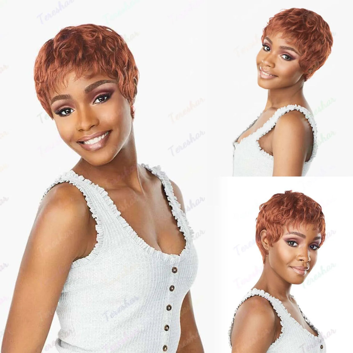 Short Pixie Cut Synthetic Wig with Bangs for Women