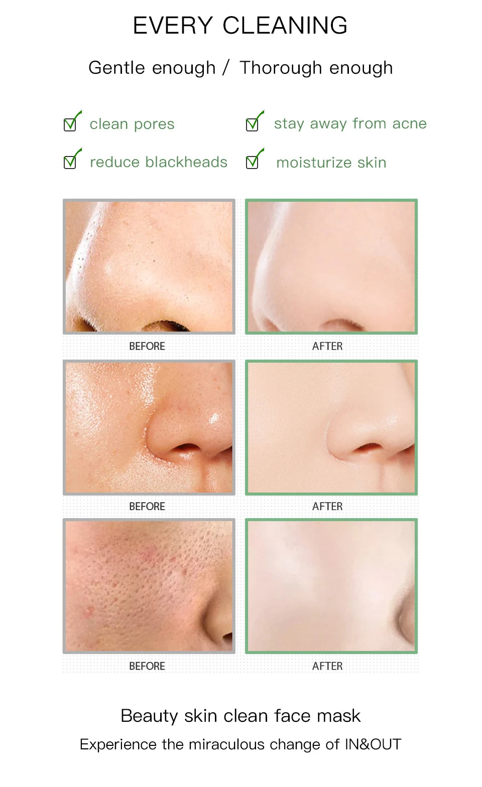 Green Tea Deep Cleansing Clay Face Mask Stick for Blackhead Removal