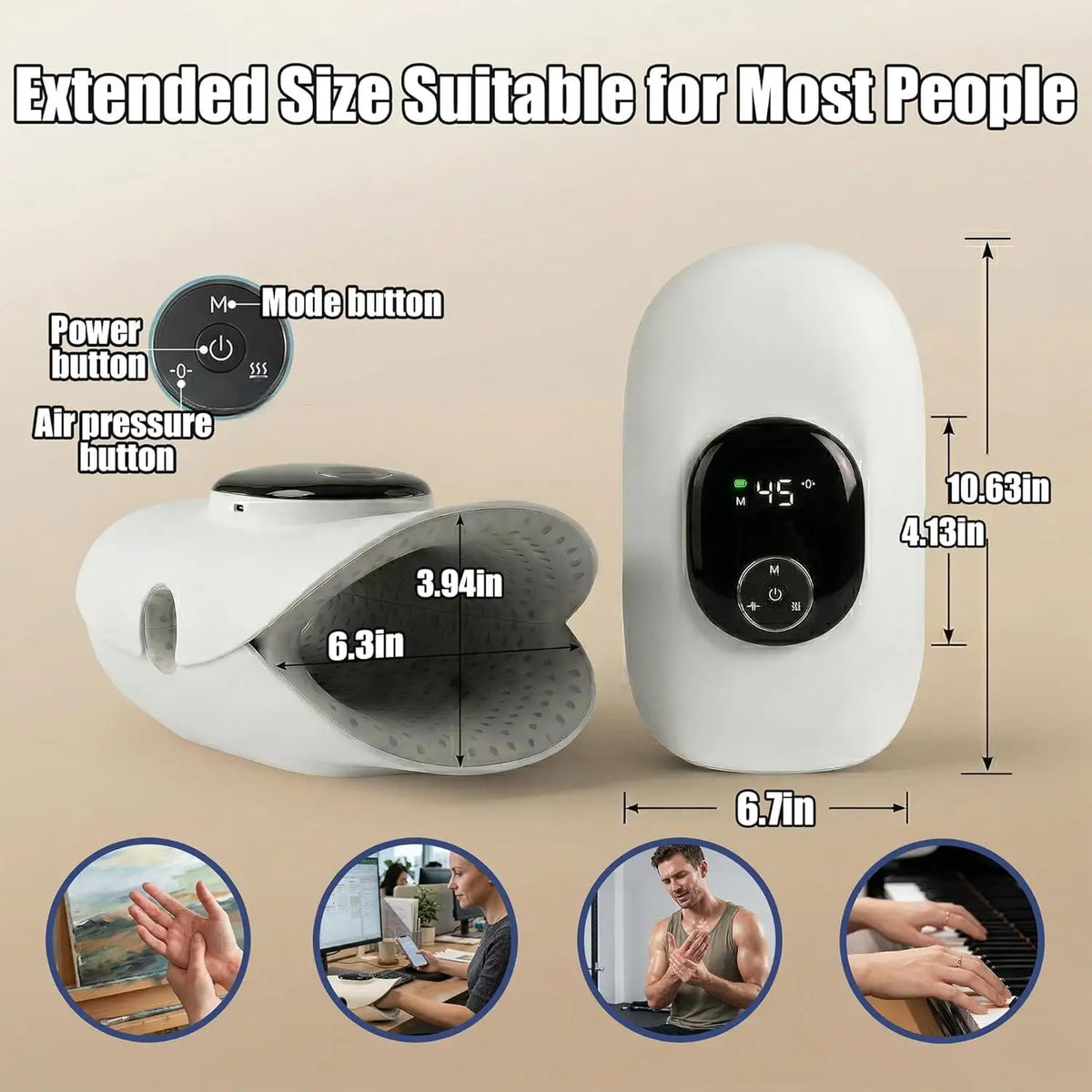 Electric Hand and Finger Massager with Deep Palm Kneading