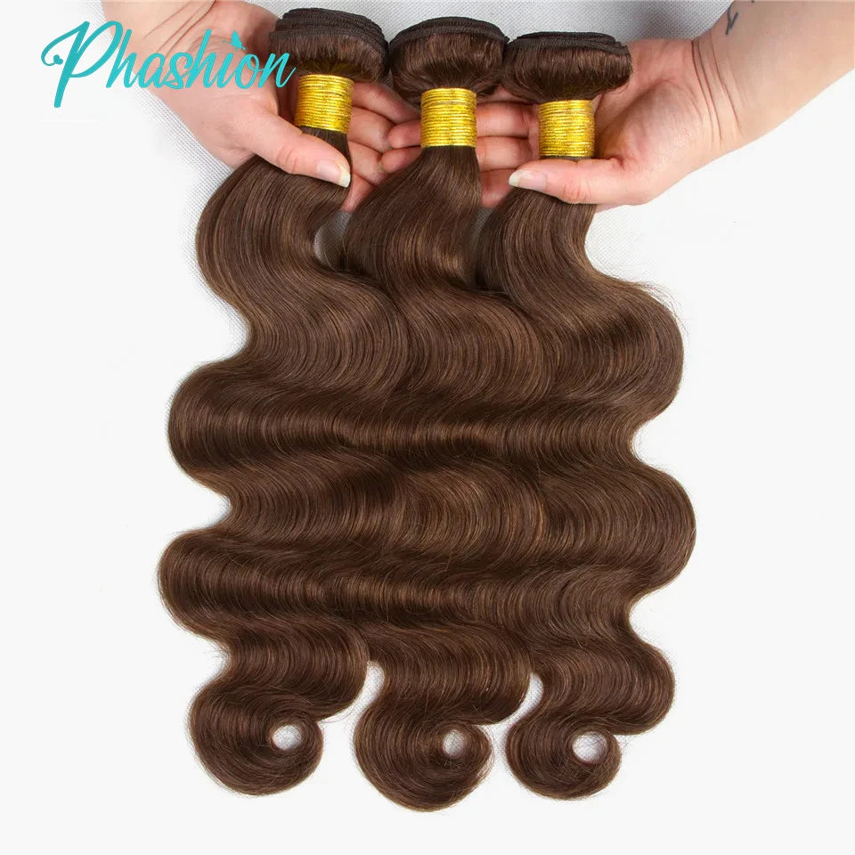 Chocolate Brown Body Wave Human Hair Bundles - 1